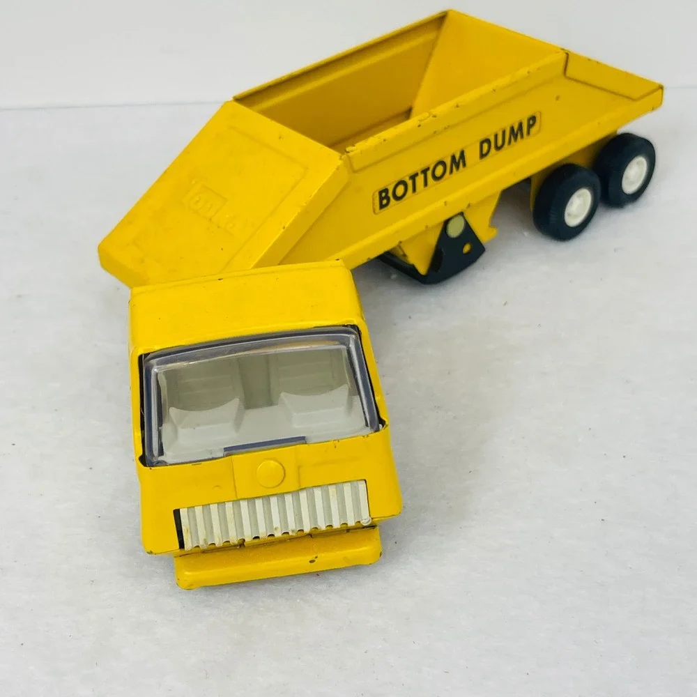 Vintage Tonka Bottom Dump Truck Yellow Pressed Steel Toy Construction Vehicle